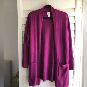 Chico's Magenta Open Front Sweater